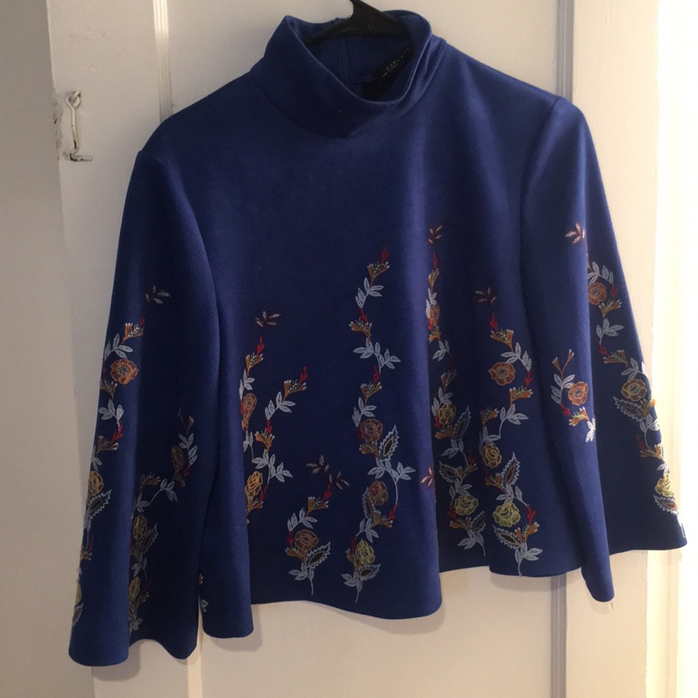 Blue embroidered top